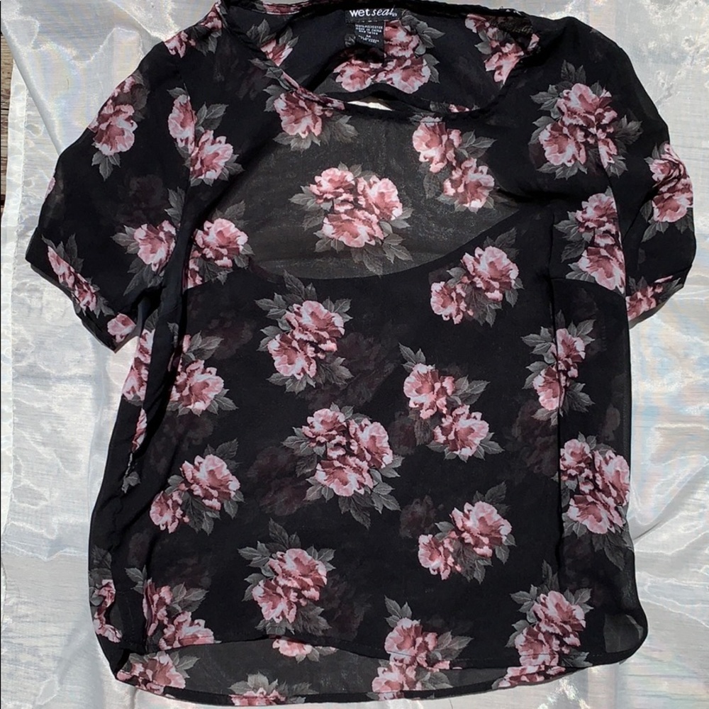 Wet Seal Black floral blouse